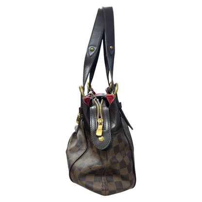 LOUIS VUITTON Damier Ebene Sistina PM Shoulder Bag Brown Gold Hardware LO1377