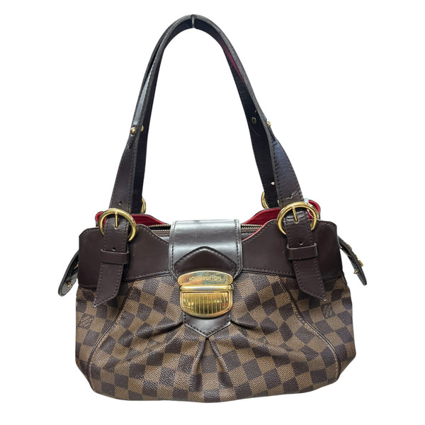 LOUIS VUITTON Damier Ebene Sistina PM Shoulder Bag Brown Gold Hardware LO1377