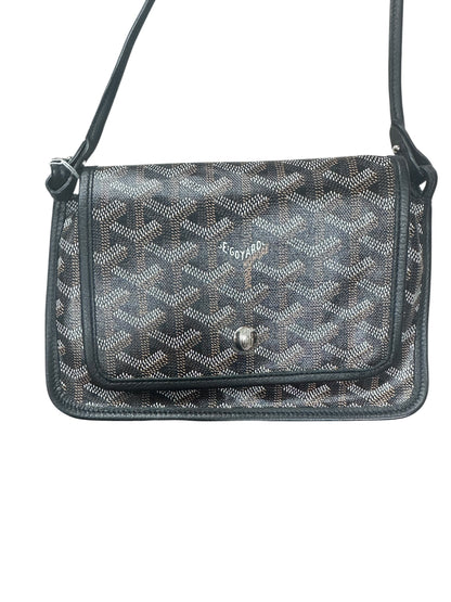 GOYARD Goyardine Plumet Crossbody Bag Black Silver Hardware GO18