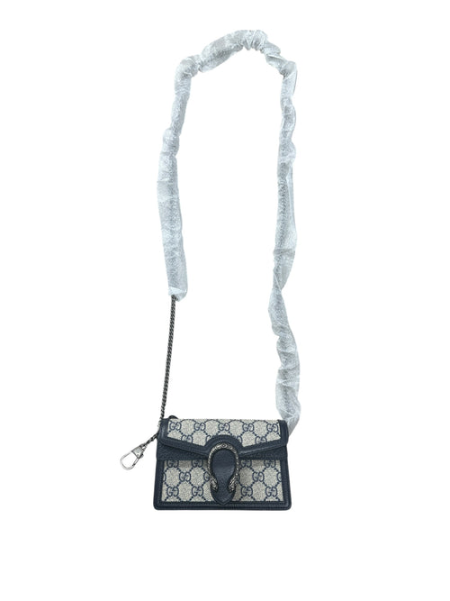 GUCCI GG Supreme Dionysus Super Mini Bag Beige Blue Silver Hardware GU607