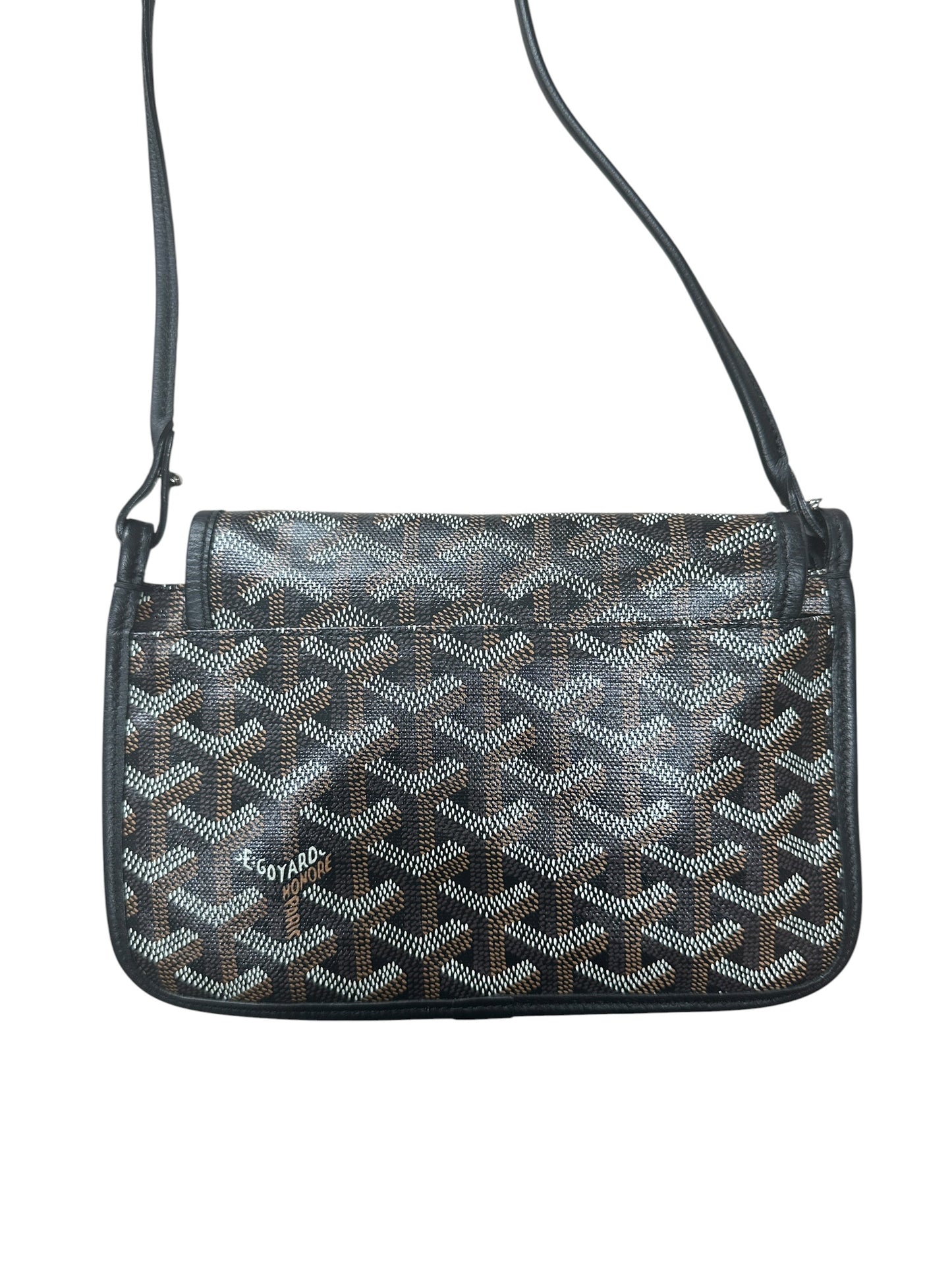 GOYARD Goyardine Plumet Crossbody Bag Black Silver Hardware GO18