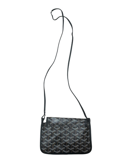 GOYARD Goyardine Plumet Crossbody Bag Black Silver Hardware GO18