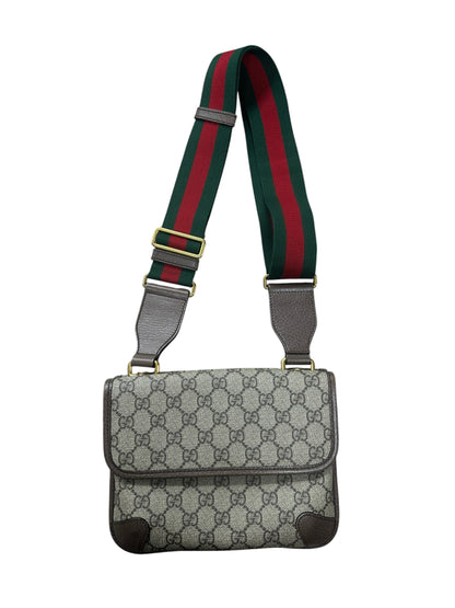 GUCCI GG Supreme Neo Vintage Messenger Bag Beige Ebony Gold Hardware GU606
