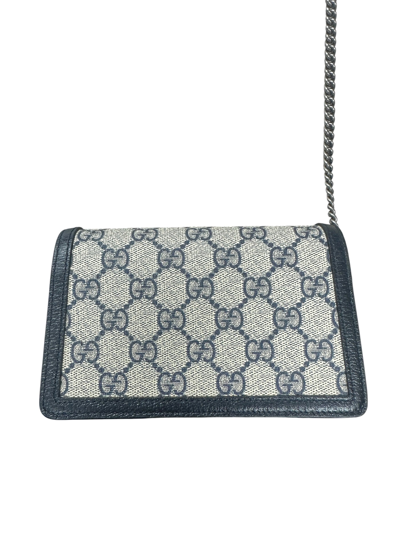 GUCCI GG Supreme Dionysus Super Mini Bag Beige Blue Silver Hardware GU607