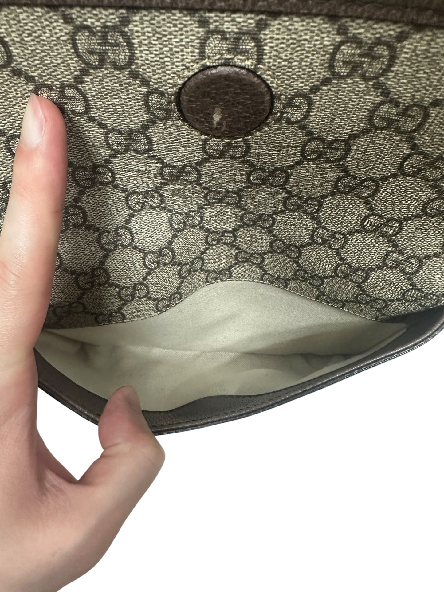 GUCCI GG Supreme Neo Vintage Messenger Bag Beige Ebony Gold Hardware GU606