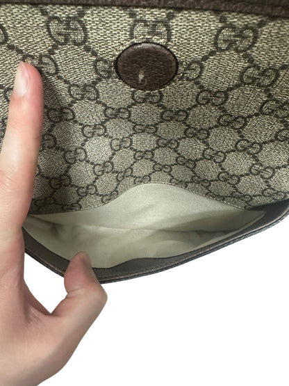 GUCCI GG Supreme Neo Vintage Messenger Bag Beige Ebony Gold Hardware GU606