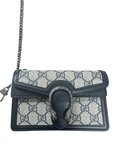 GUCCI GG Supreme Dionysus Super Mini Bag Beige Blue Silver Hardware GU607