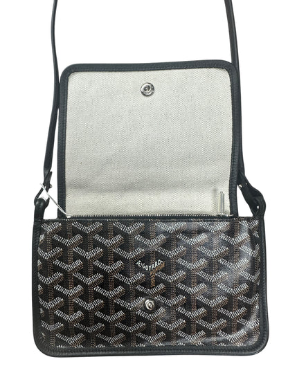 GOYARD Goyardine Plumet Crossbody Bag Black Silver Hardware GO18