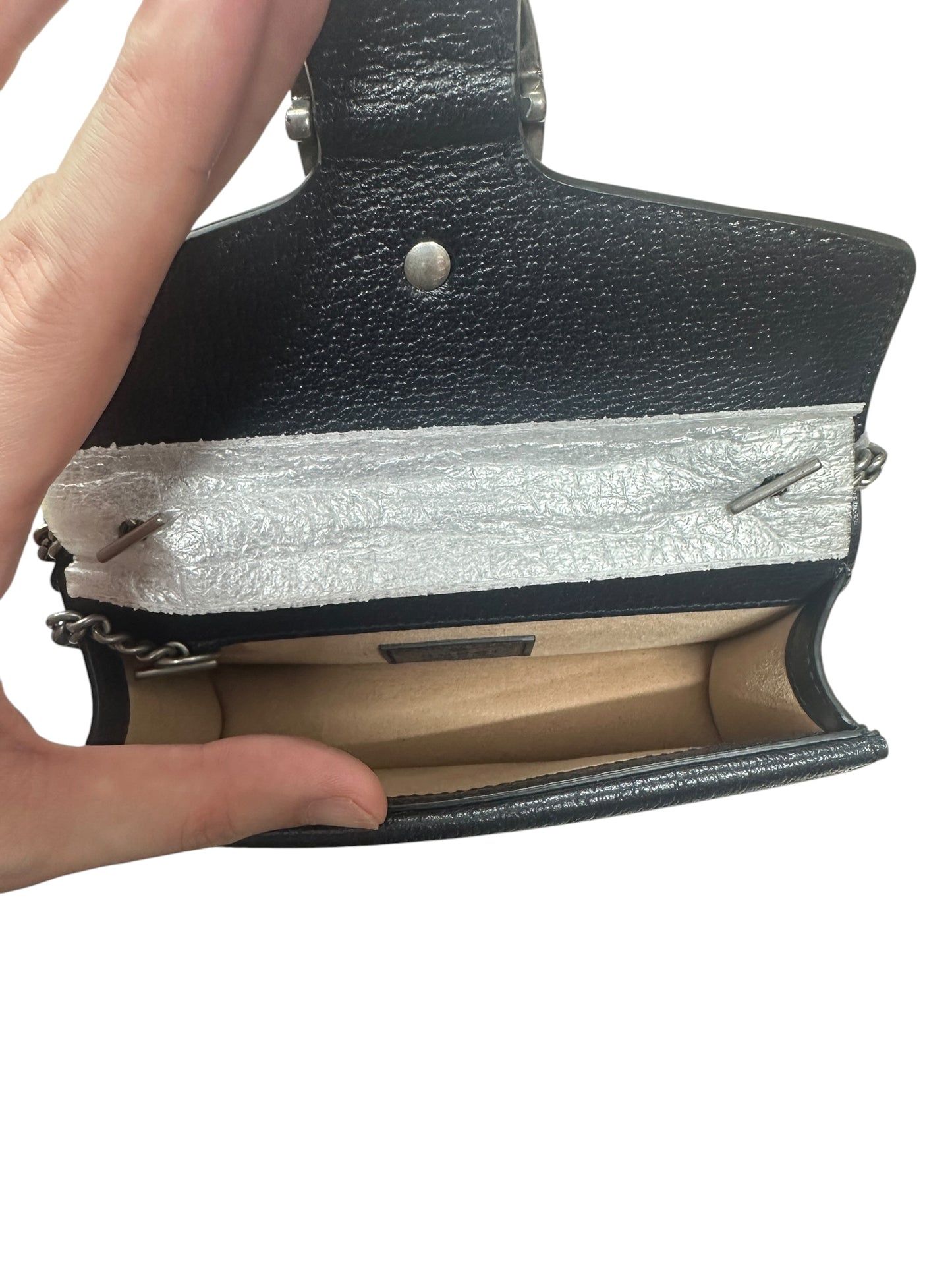 GUCCI GG Supreme Dionysus Super Mini Bag Beige Blue Silver Hardware GU607