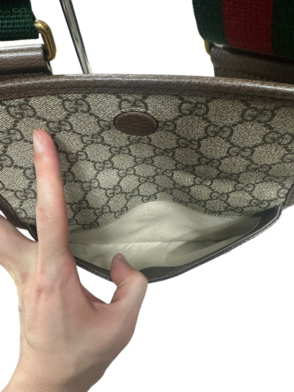 GUCCI GG Supreme Neo Vintage Messenger Bag Beige Ebony Gold Hardware GU606