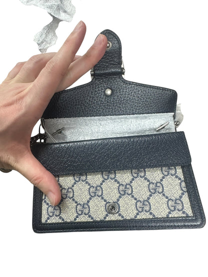 GUCCI GG Supreme Dionysus Super Mini Bag Beige Blue Silver Hardware GU607