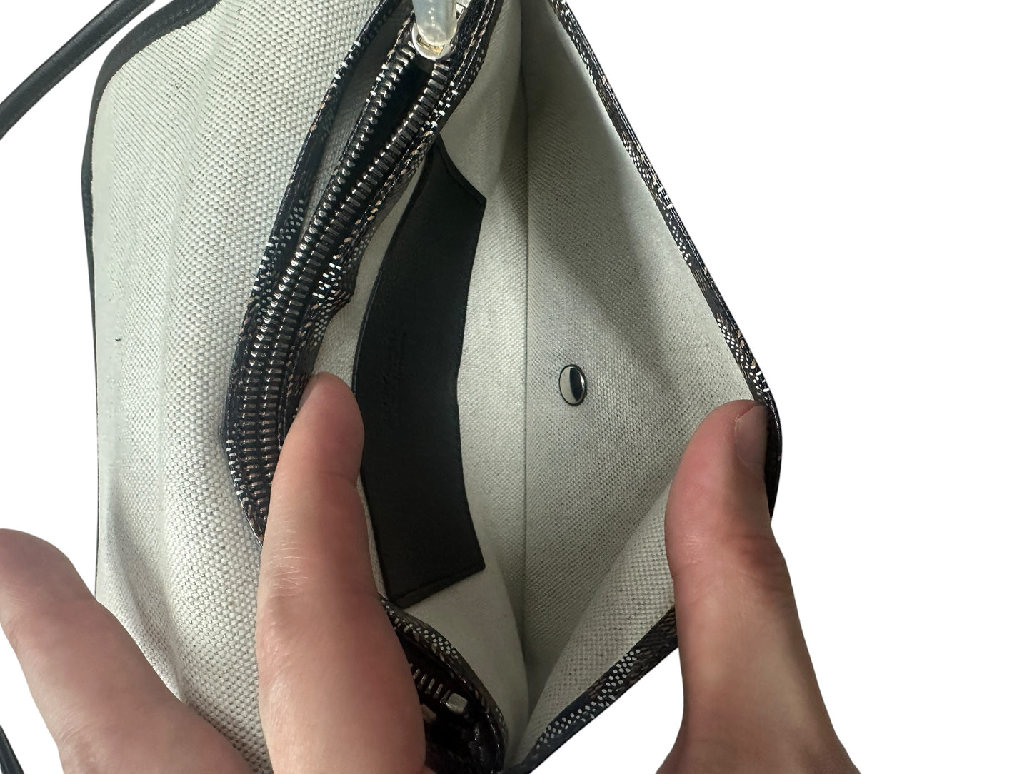 GOYARD Goyardine Plumet Crossbody Bag Black Silver Hardware GO18