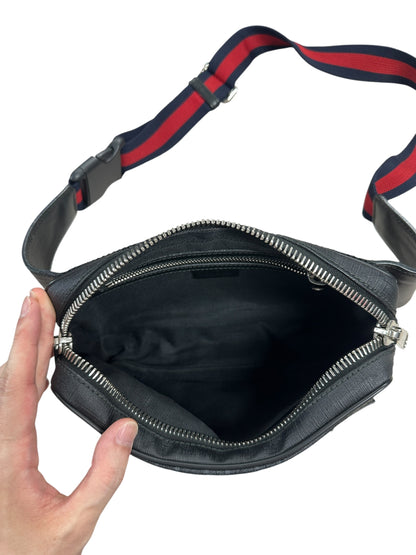 GUCCI GG Supreme Belt Bag Black Silver Hardware GU609