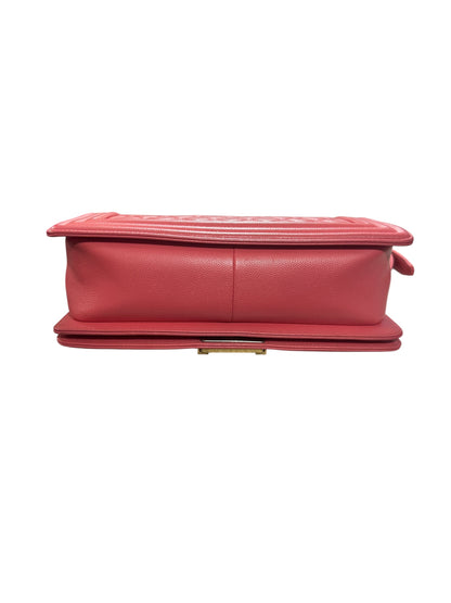 CHANEL Caviar Boy Chanel 25 Shoulder Bag Pink Gold Hardware CH2152