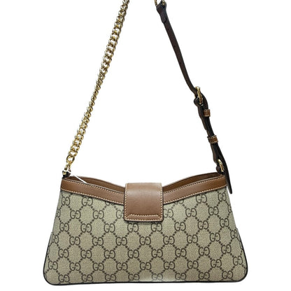 GUCCI GG Supreme Canvas Padlock GG Supreme Shoulder Bag Beige/Brown Gold Hardware GU618