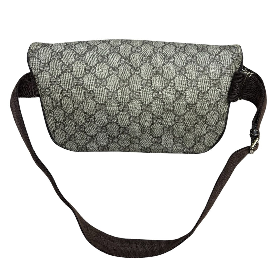 GUCCI GG Supreme Canvas GG Supreme Belt Bag Beige and Dark Brown Gold-tone Hardware GU616