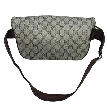 GUCCI GG Supreme Canvas GG Supreme Belt Bag Beige and Dark Brown Gold-tone Hardware GU616