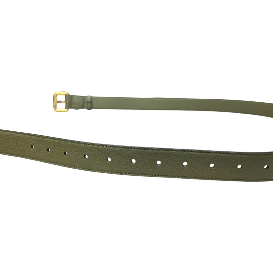 FENDI Grained Leather Continental Wallet On Chain Wallet on Chain / Belt Bag Green Gold Hardware FE381