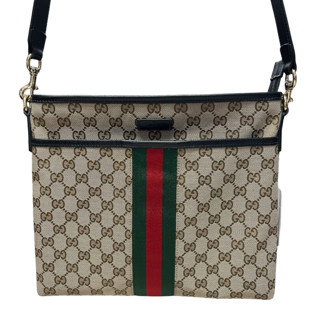 GUCCI GG Canvas GG Canvas Web Crossbody Bag Shoulder Bag Beige, Brown, Red, Green, Black Gold Hardware Gu619