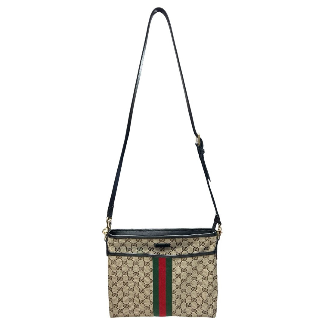 GUCCI GG Canvas GG Canvas Web Crossbody Bag Shoulder Bag Beige, Brown, Red, Green, Black Gold Hardware Gu619