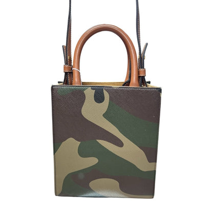 CELINE Coated Canvas Mini Vertical Cabas Handbag Green Camouflage Gold Hardware Ce260
