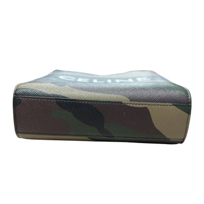 CELINE Coated Canvas Mini Vertical Cabas Handbag Green Camouflage Gold Hardware Ce260