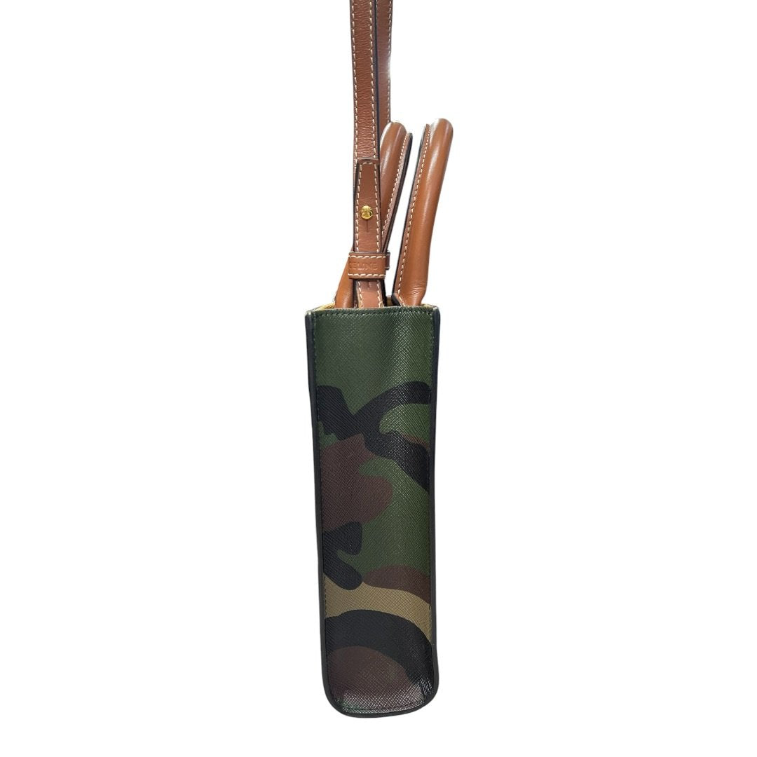 CELINE Coated Canvas Mini Vertical Cabas Handbag Green Camouflage Gold Hardware Ce260