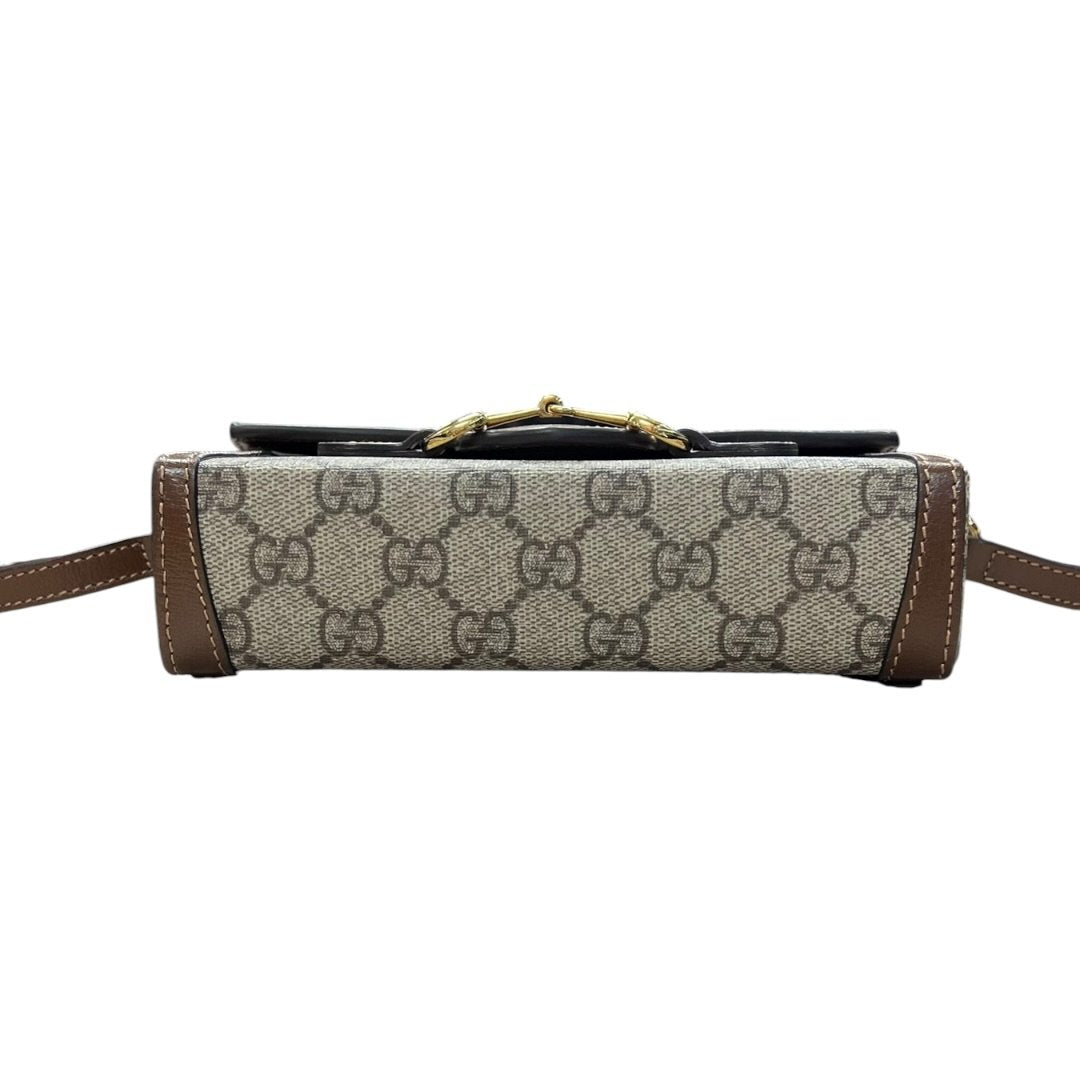 GUCCI GG Supreme Horsebit 1955 Wallet with Chain Shoulder Bag Beige, Ebony, Brown Gold Hardware GU627