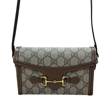GUCCI GG Supreme Horsebit 1955 Wallet with Chain Shoulder Bag Beige, Ebony, Brown Gold Hardware GU627