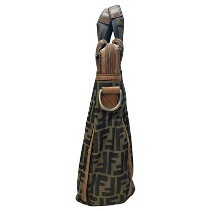 FENDI Zucca Canvas Zucca Monogram Tote Bag Brown, Black, Tan Gold-tone Hardware FE383