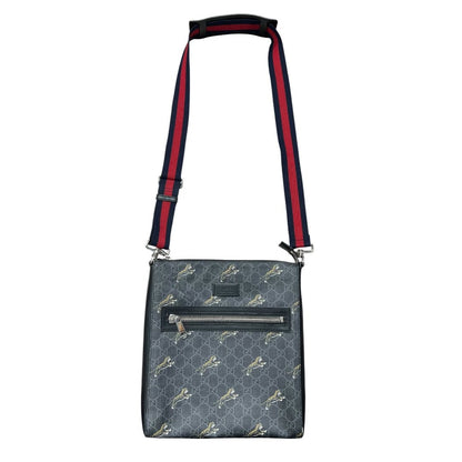GUCCI GG Supreme Tiger Print GG Supreme Messenger Bag Messenger Bag Grey, Black, Multi-color Silver Hardware GU625