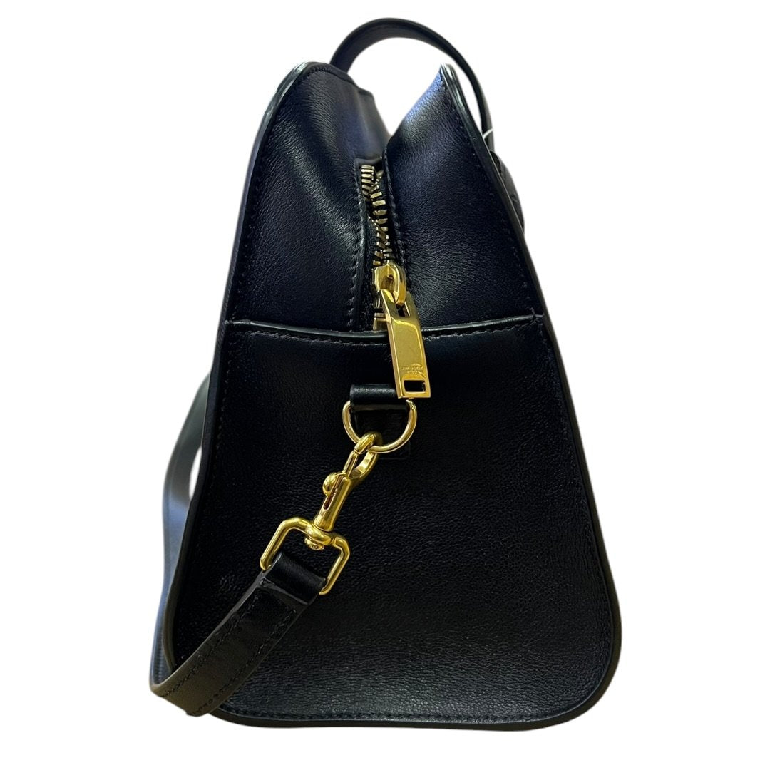 SAINT LAURENT Calfskin Uptown Top Handle Bag Handbag, Shoulder Bag Black Gold Hardware Yv158