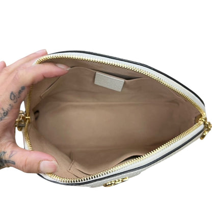GUCCI GG Flora Canvas Ophidia GG Flora Small Shoulder Bag, Beige/Ebony (canvas) with Multicolor Floral Print and Cream/Off-white Leather Trim, Gold Hardware, GU628