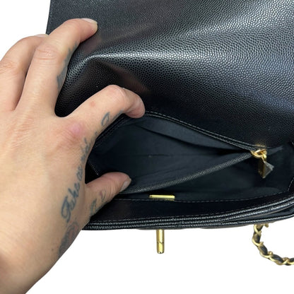 CHANEL Caviar Mini Flap Bag Shoulder Bag Black Gold Hardware CH2167