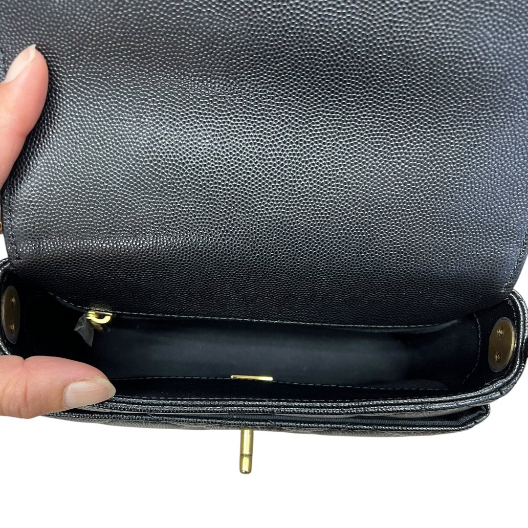 CHANEL Caviar Mini Flap Bag Shoulder Bag Black Gold Hardware CH2167