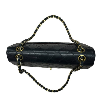 CHANEL Lambskin Classic Flap Bag Shoulder Bag Black with Burgundy Lining Gold Hardware CH2166