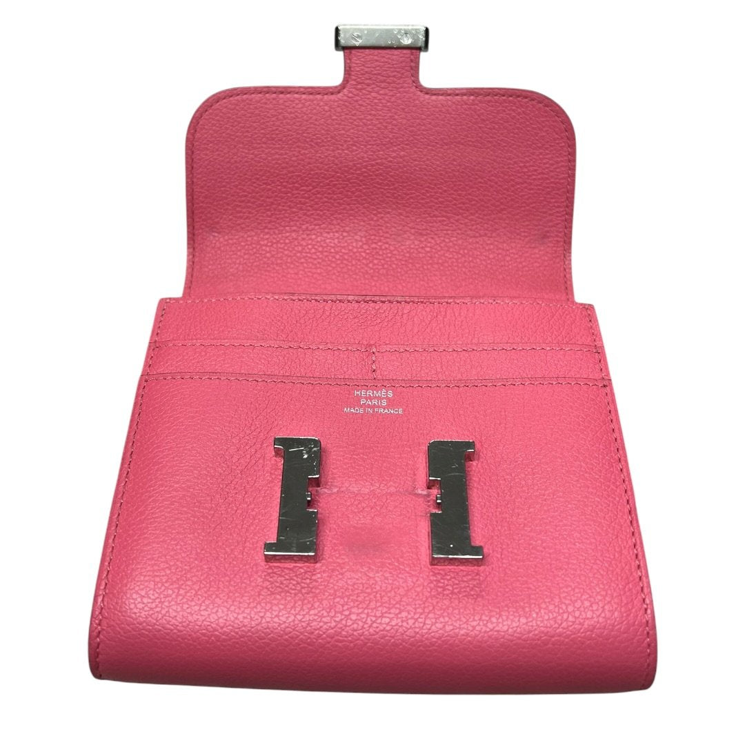 HERMES Epsom Constance Slim Wallet Fuchsia Pink Silver Hardware HE456