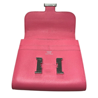 HERMES Epsom Constance Slim Wallet Fuchsia Pink Silver Hardware HE456