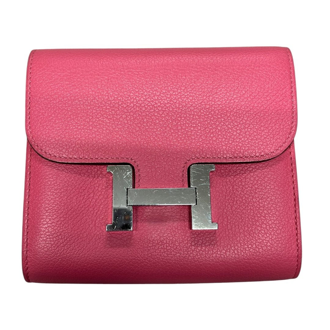 HERMES Epsom Constance Slim Wallet Fuchsia Pink Silver Hardware HE456