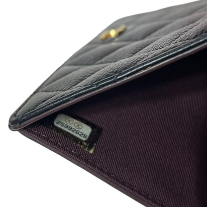 CHANEL Caviar Leather Classic Flap Long Wallet Black (exterior), Burgundy (interior) Gold Hardware CH2165
