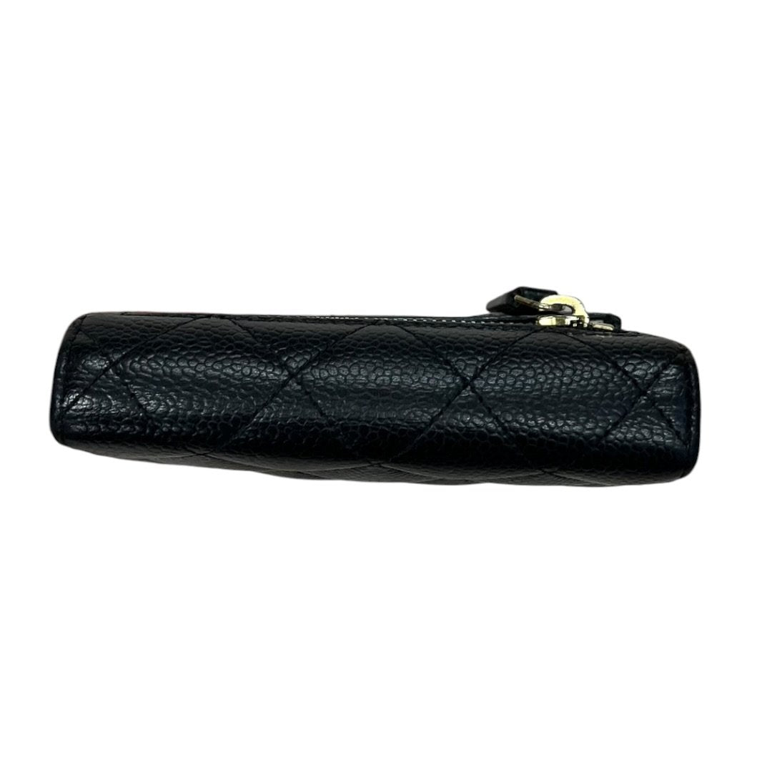 CHANEL Caviar Leather Classic Flap Small Wallet Black/Dark Red Gold Hardware CH2164