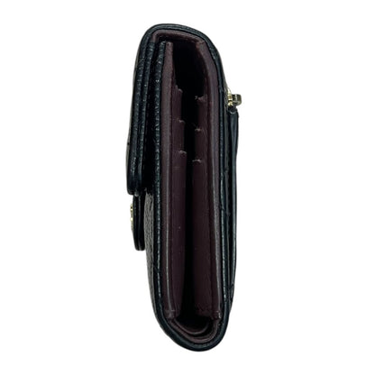 CHANEL Caviar Leather Classic Flap Small Wallet Black/Dark Red Gold Hardware CH2164
