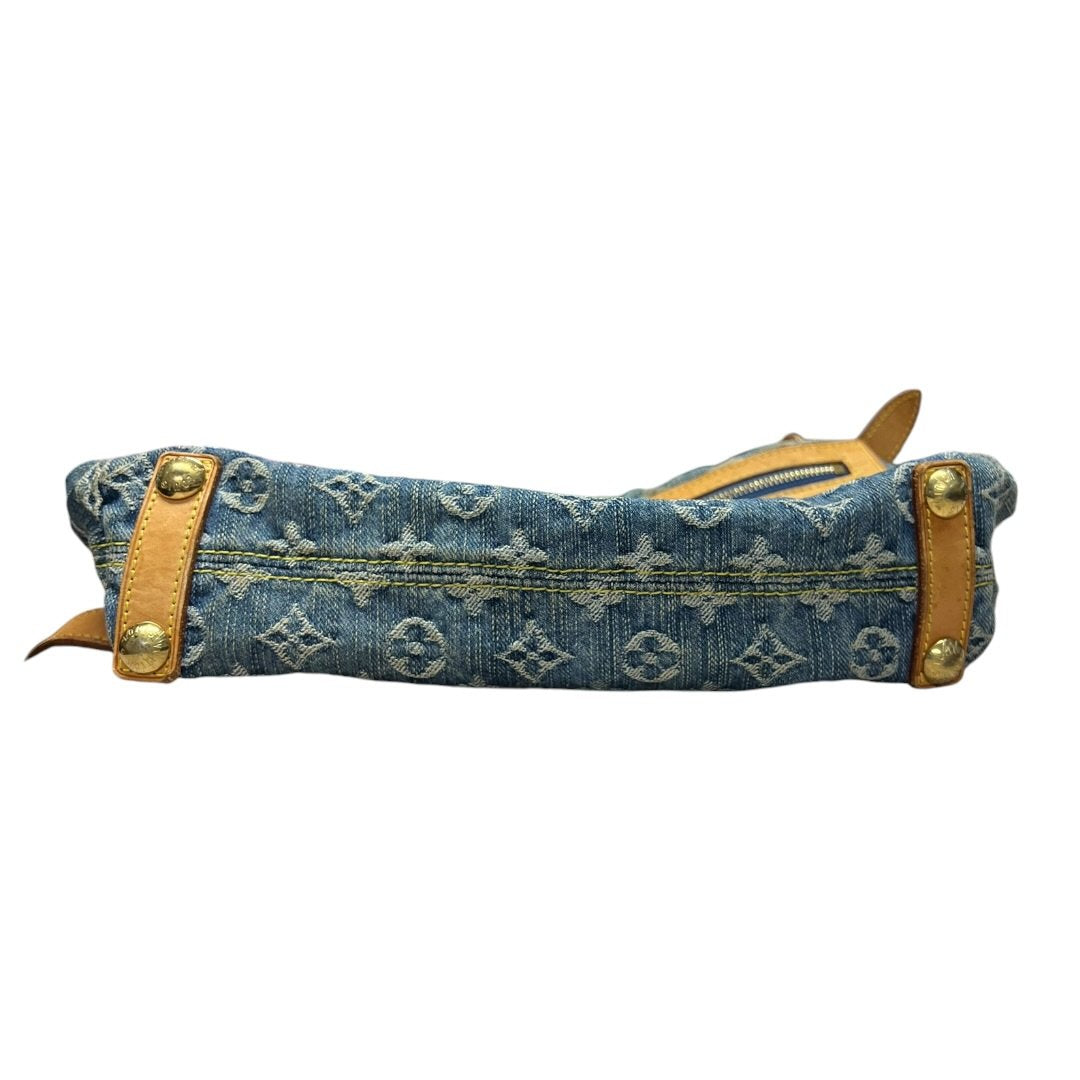 LOUIS VUITTON Monogram Denim Monogram Denim Daily Bag Shoulder Bag Blue, Tan, Yellow Gold Hardware LO2369