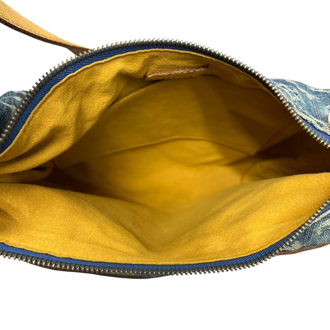 LOUIS VUITTON Monogram Denim Monogram Denim Daily Bag Shoulder Bag Blue, Tan, Yellow Gold Hardware LO2369
