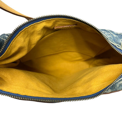 LOUIS VUITTON Monogram Denim Monogram Denim Daily Bag Shoulder Bag Blue, Tan, Yellow Gold Hardware LO2369