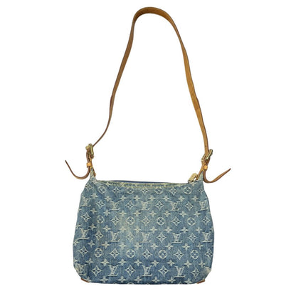 LOUIS VUITTON Monogram Denim Monogram Denim Daily Bag Shoulder Bag Blue, Tan, Yellow Gold Hardware LO2369