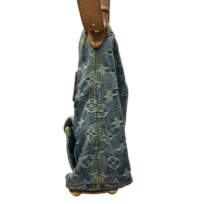 LOUIS VUITTON Monogram Denim Monogram Denim Daily Bag Shoulder Bag Blue, Tan, Yellow Gold Hardware LO2369