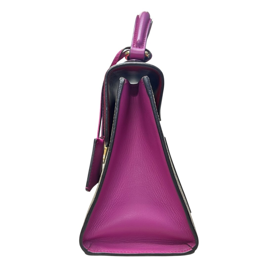 GUCCI GG Supreme Canvas & Leather Padlock Top Handle Bag Handbag Beige, Red, Fuchsia Gold Hardware Gu640