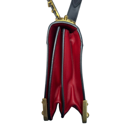 PRADA Leather Cahier Shoulder Bag Red, Black Gold Hardware PR205