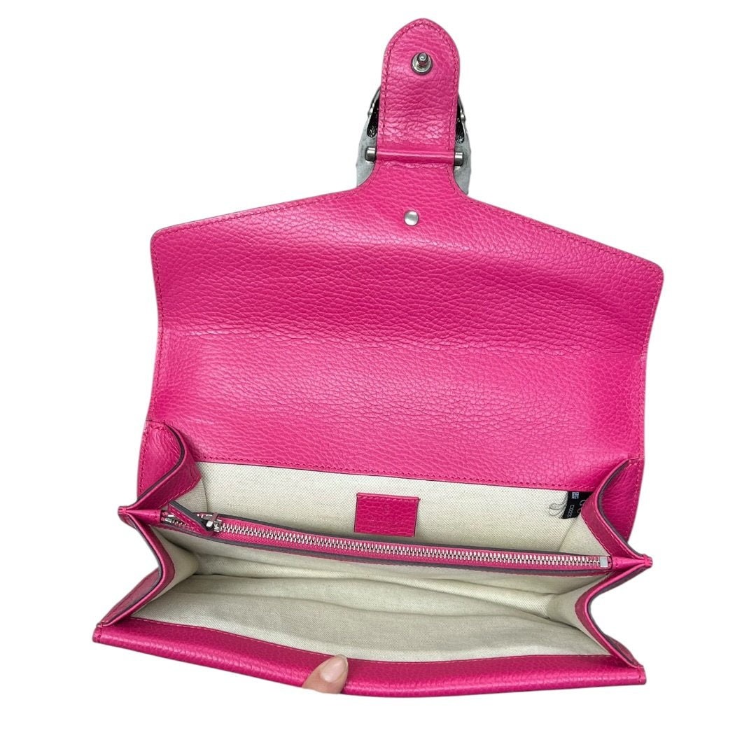 GUCCI Grained Leather Dionysus Shoulder Bag Hot Pink Aged Silver Hardware Gu636